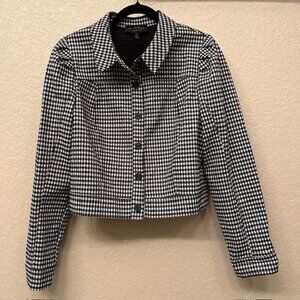 Anthropologie Current Air Black and White Checkered button up Jacket